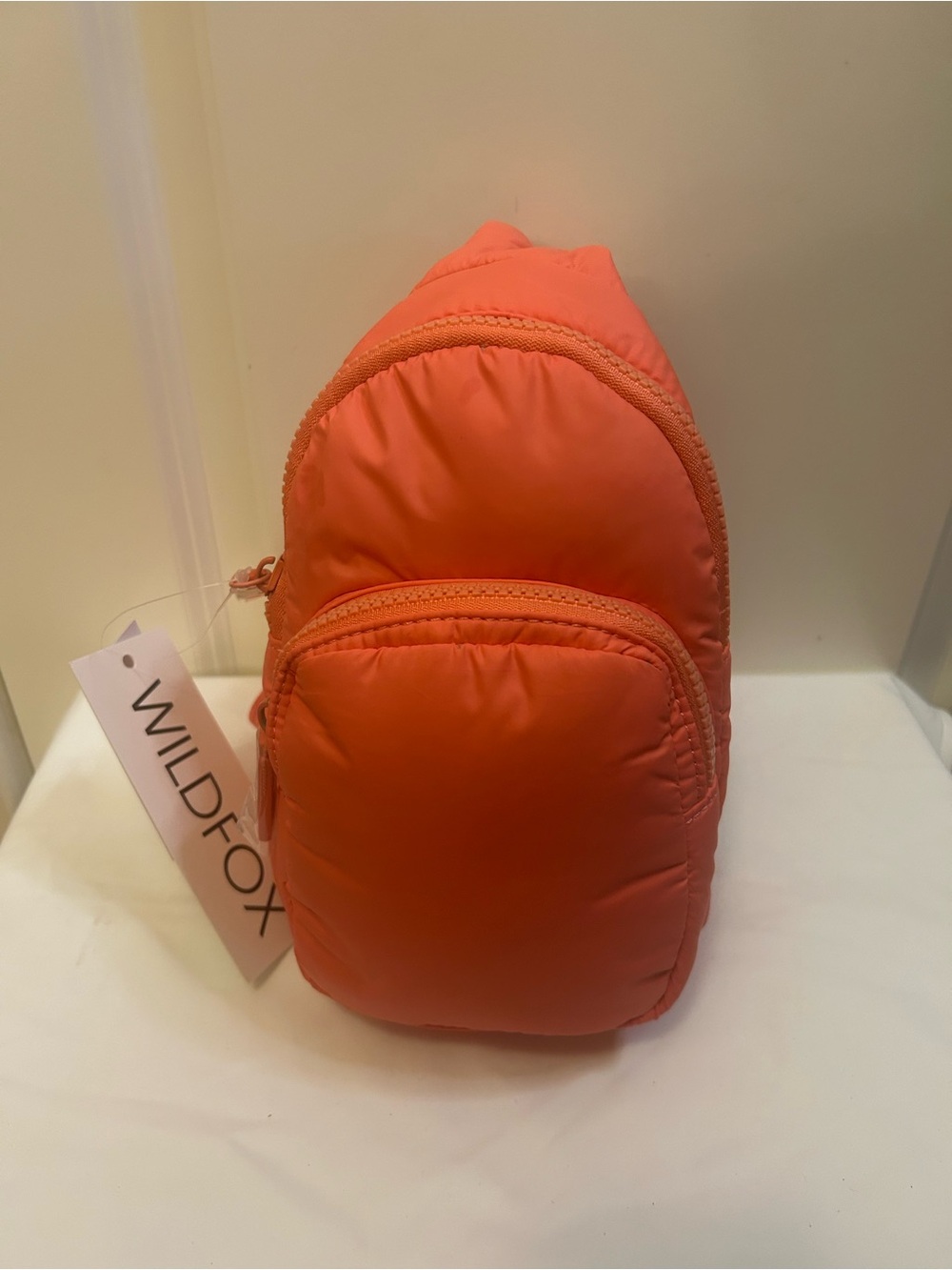 Wildfox Coral-Orange Quilted Mini Backpack